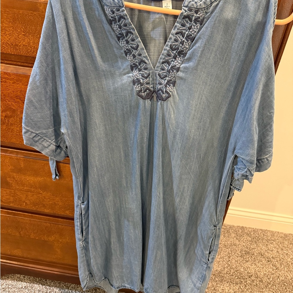 Blue Embroidered Women's Top